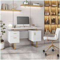 Escritorio Tocador Minimalista Callmet Ventitas Home Blanco y Dorado