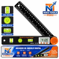 Regla Goniómetro Digital 230 mm con Nivel de Burbuja 4 en 1