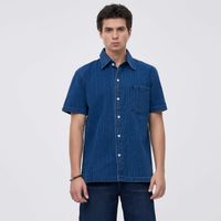 Camisa Manga Corta Hombre Denim Textura Hypnotic