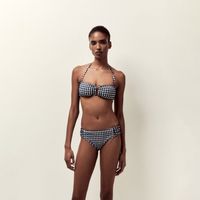 Top De Vikini Mujer Sfera Liso Anillas Blanco Marino