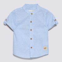 Camisa Manga Corta Bebé Niño Navy Rayas Baby Circus