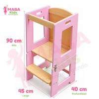 Torre de Aprendizaje Montessori 3 en 1  de Madera Pino Rosado