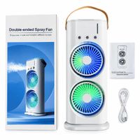Ventilador Doble con Humidificador Aire Frío Luces Control remoto y Adaptador de Regalo