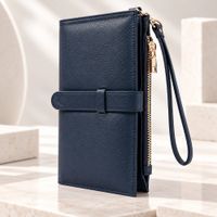 Billetera Y Porta Pasaporte De Cuero Vacuno Para Dama ARW03 Azul