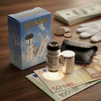 Lupa 60x con Luz Led y luz uv mini lupa microscopio