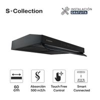 Campana Extractora Slim Black Vidrio Templado 60 Cm Scollection
