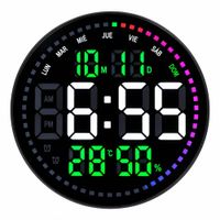 Reloj LED Digital de Pared 28x28cm con Alarma Temperatura y Humedad