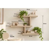 Repisa flotante de melamine en tres niveles toqulla para sala