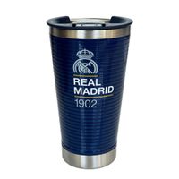 Mug Vaso Acero Termico R. Madrid Futbol Azul Con Destapador 500 ML
