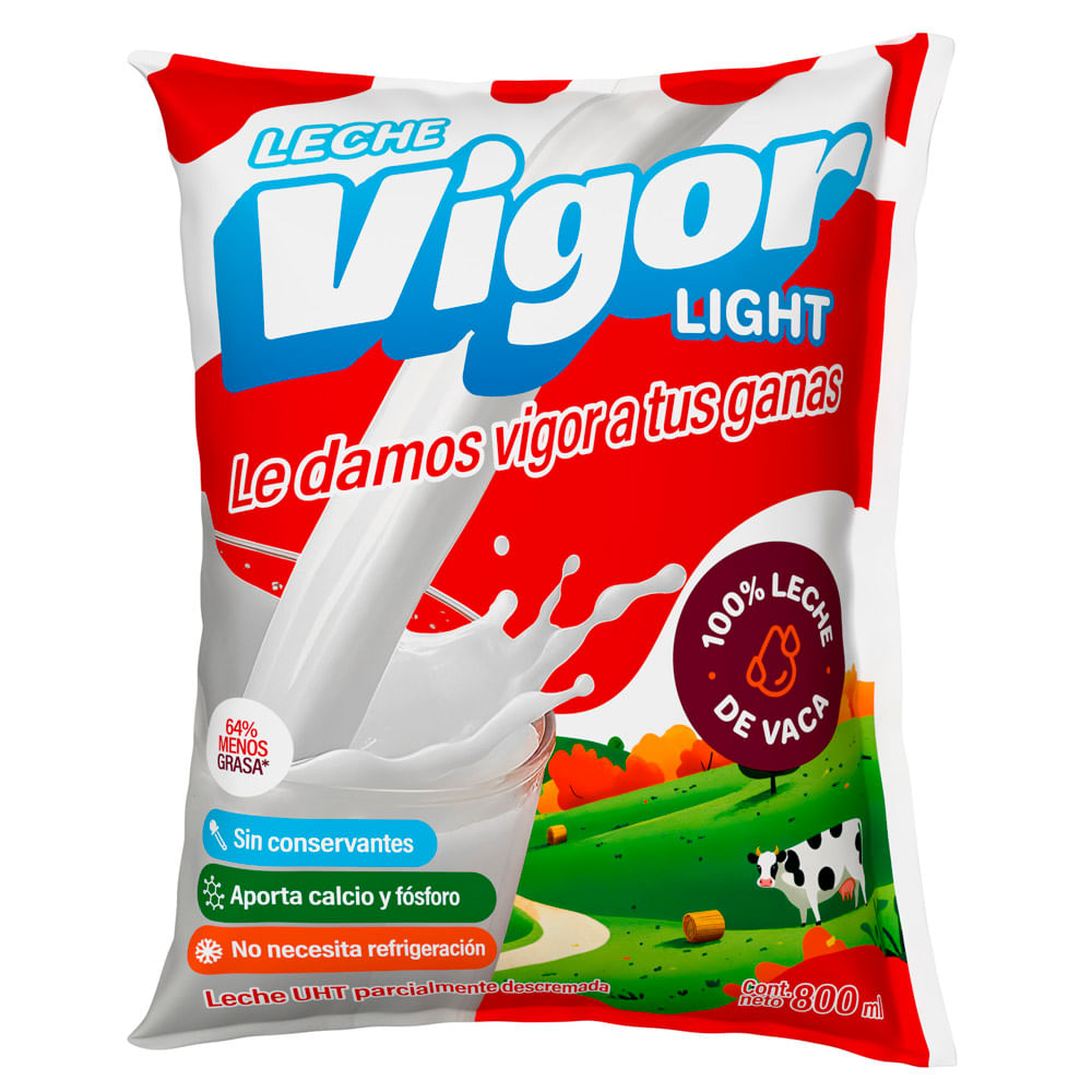 Leche Light UHT VIGOR Bolsa 800ml