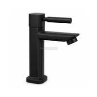 Llave de ovalin corto pequeño negro mate agua fria