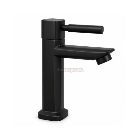 Llave de ovalin corto pequeño negro mate agua fria