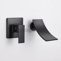 Mezcladora a la Pared para Baño Negro Mate Cascada