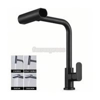 Llave Negro Mate al Mueble Pico Extraíble Giratorio 360 4 Chorros Seine