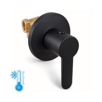 Llave de Ducha Negro Mate Agua Fría Aleta Placa Redonda
