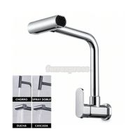 Llave de Cocina Cromada Agua Fría Pico Giratorio 360 4 Chorros Seine