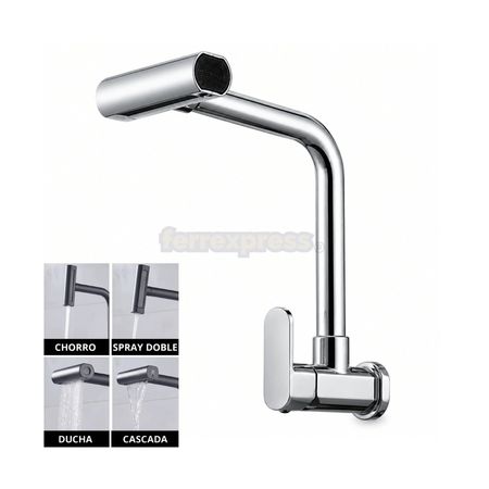 Llave de Cocina Cromada Agua Fría Pico Giratorio 360 4 Chorros Seine