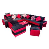 SECCIONAL MODELO VIP COLOR NEGRO CON ROJO