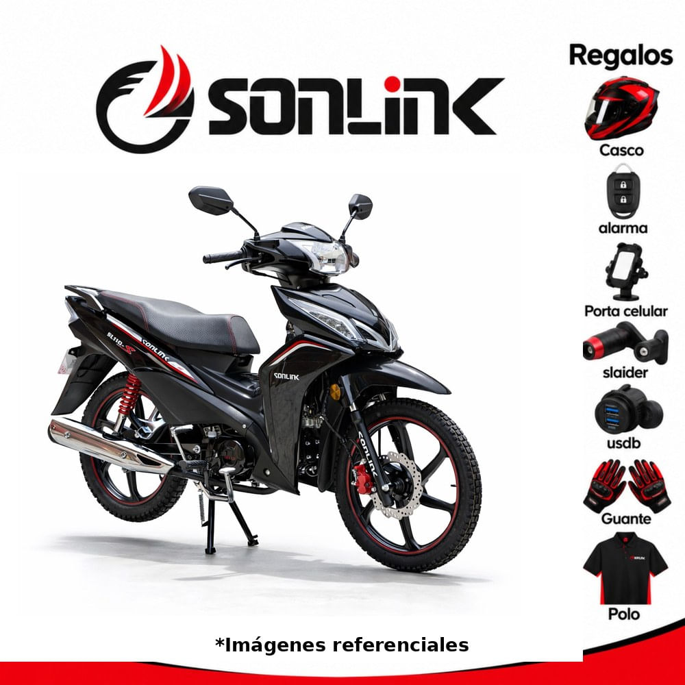 Moto Sonlink SL110-S Negro 110 cc 6.4 HP semiautomática y Lu