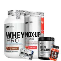 WHEY PRO 1 KG CHOCOLATE Y CREATINA UN 150 GR Y NOX UP 1 KG FRUIT PUNCH Y 2 BOTELLITAS XB Y 2 BIGM
