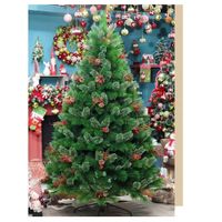 ÁRBOL NAVIDEÑO SEMINEVADO VERDE DE 210 CM CON DETALLES DE CEREZO
