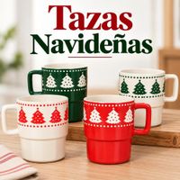 TAZA NAVIDAD COLECCIÓN POR 4 UND 450 ML MODELO ARBOLITO CON RELIEVE