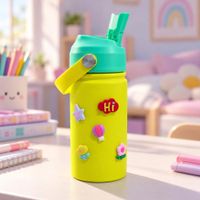 Tomatodo Infantil Amarillo Verde 3D de Acero Inoxidable 350 ml con Asa y Boquilla