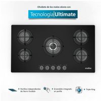 Encimera de empotrar a Gas 86 cm Vidrio Negro Mabe - PM8655GV0