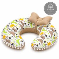 Almohada de Lactancia Premium  Uso 6 en 1  Color: Dinosaurio  reverso Beige