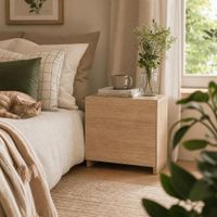 Velador Nórdico Moderno Analu 1 Puerta Roble RyR MUEBLES