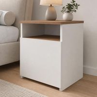 Velador Moderno Luciana 1 Puerta Blanco y Duna RyR MUEBLES