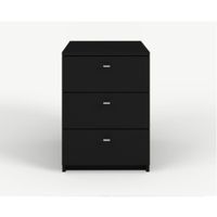 Velador Moderno Newyorki 3 Cajones Negro RyR MUEBLES