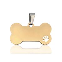 Placa Identificadora Perro Hueso Dorado Huella 50x27mm