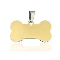 Placa Identificadora Perro Hueso Dorado Metal 50x28mm