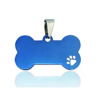 Placa Identificadora Perro Hueso Azul Huella 40x19mm