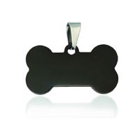 Placa Identificadora Perro Hueso Negro Metal 40x20mm