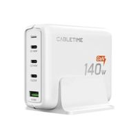 Cargador de Escritorio GaN 140W 4 en 1 – 3 Puertos USB-C PD + 1 USB-A-G14WE
