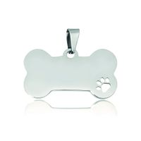 Placa Identificadora Perro Hueso Plateado Huella 50x27mm