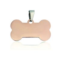 Placa Identificadora Perro Hueso Oro Rosa Metal 40x20mm