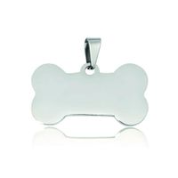 Placa Identificadora Perro Hueso Plateado Metal 50x28mm