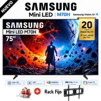 Televisor Samsung 75 Mini LED 75M70H Vision AI Smart TV 2026 y Rack Fijo