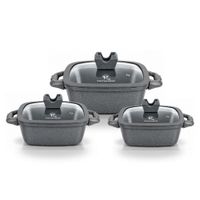 Juego De Ollas De Roca Volcánica Kitchenhoff Para Cocina Diaria - Gris