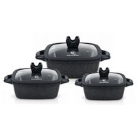 Juego De Ollas De Roca Volcánica Kitchenhoff Para Cocina Diaria - Negro