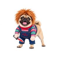Disfraz halloween para mascotas perros y gatos Chucky 3D con peluca talla 3