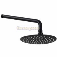 Ducha negro mate redonda lujo 20cm acero pesado con brazo 40cm