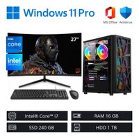 Computadora PC Intel Core i7 3,90 GHz 16GB RAM 240GB SSD 1TB HDD + Monitor Curvo 27"" FHD