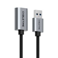 Cable Extensión USB 3.0 Macho a Hembra CABLETIME 3 Metros 5Gbps Carcasa de Aluminio y Trenzado CA17N