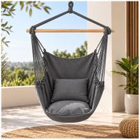 Hamaca Silla Colgante Portátil con Cojines Gris LJ4