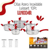 JUEGO DE OLLAS ACERO INOXIDABLE LUISSANT 10 PIEZAS- ROJO