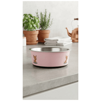 Plato Metálico Con Diseño De Perrito Para Alimentos De Perros y Gatos - Rosa